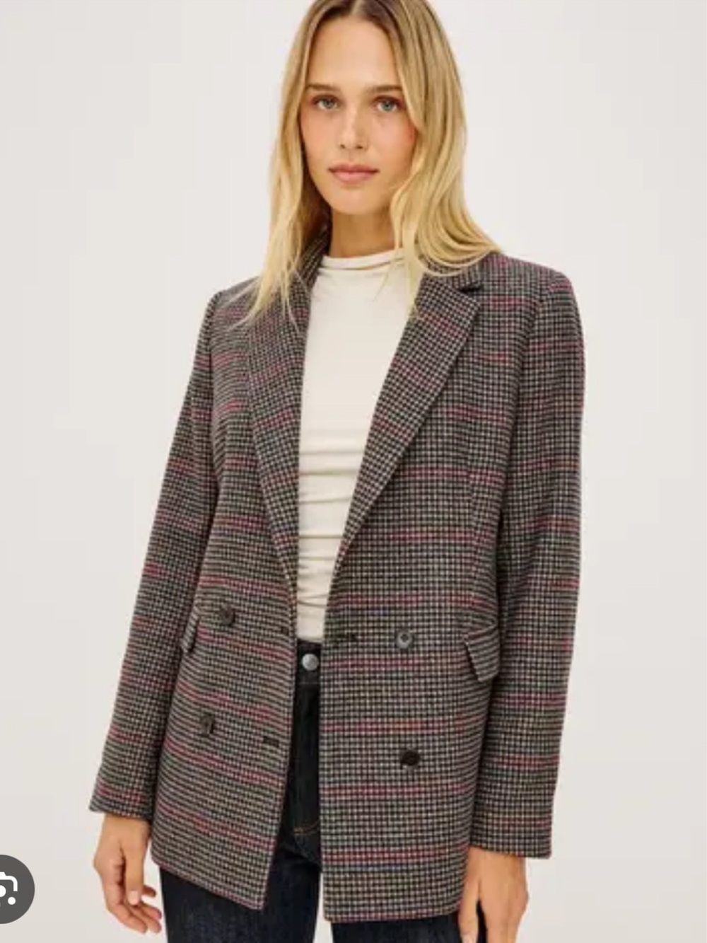 LONDON FOG | Houndstooth Double-Breasted Blazer